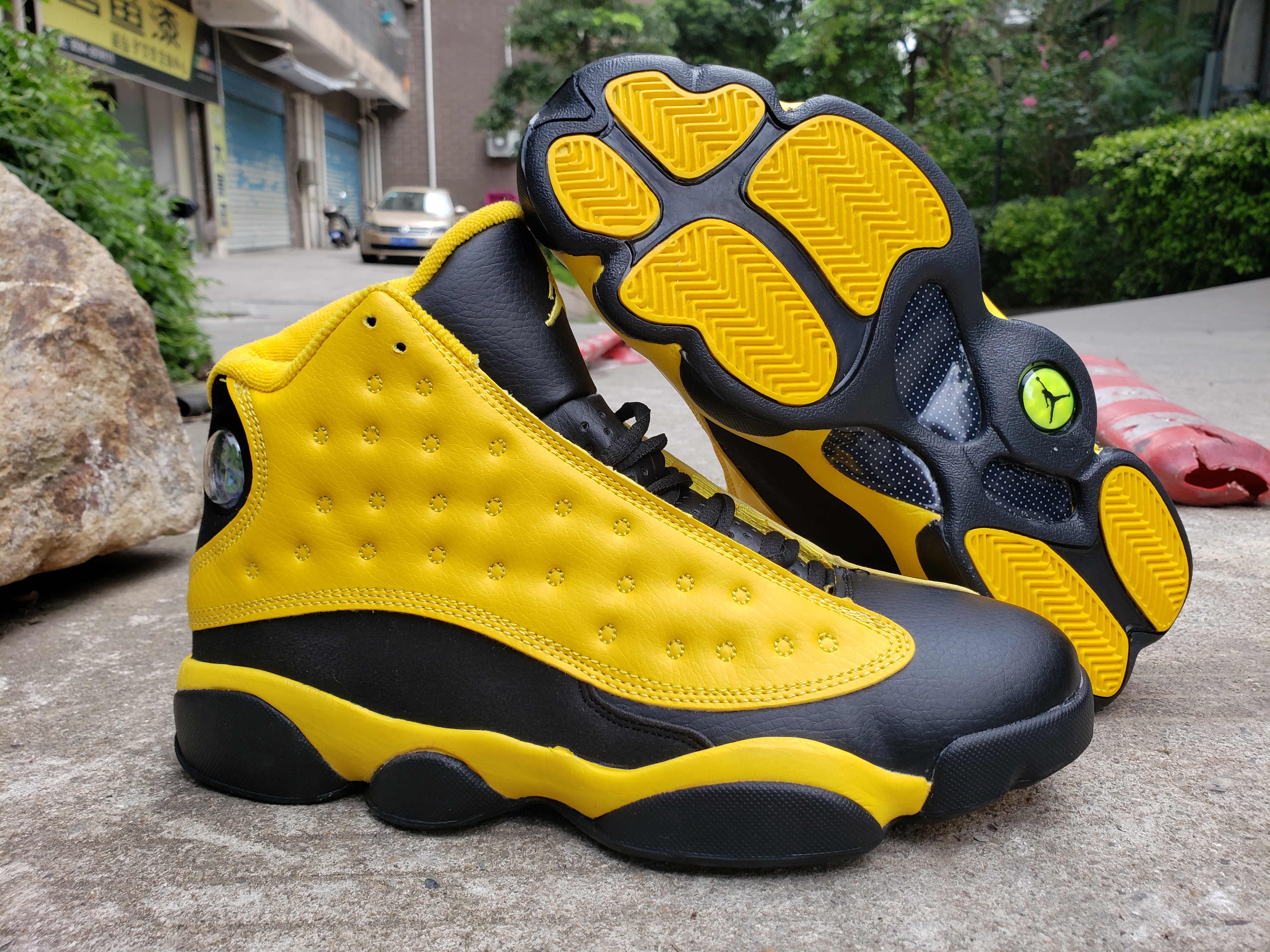 2019 Men Jordan 13 Yellow Black Shoes